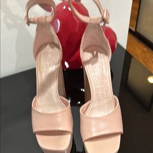 SCHUTZ Nude High-Heeled Sandals with Ankle Strap